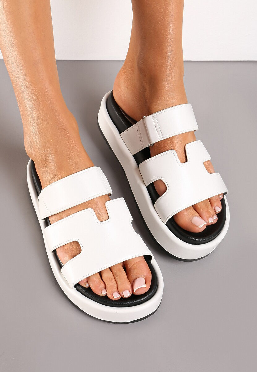 Cut-Out Design Slide Sandals -White - Image 2