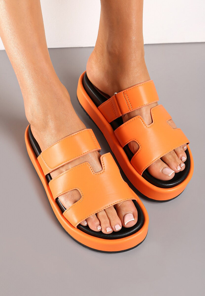 Cut-Out Design Slide Sandals -Orange - Image 2