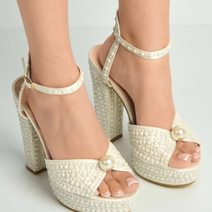 Pearl Muse Platform Heels -Beige