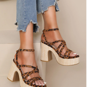Strappy Platform Heels -Leopard
