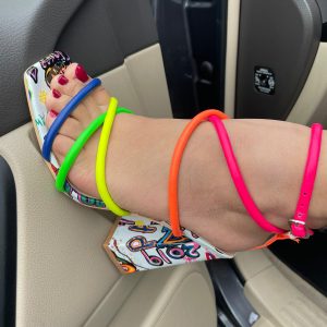 Rock Snap Colorful Block Heel -Multicolor
