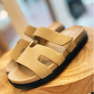 Faux Suede Gladiator Strap Sandal -Camel