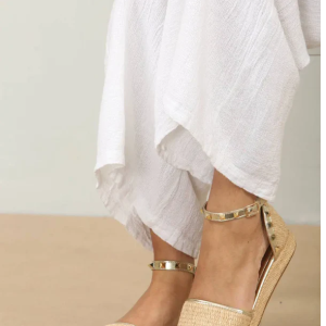 Studded Closed Back Ankle Strap Sandals -Gold